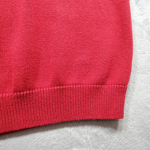 St John's Bay 1/4 Zip Ribbed Holiday Sweater White Red %100 Cotton Men Sz L - Picture 9 of 12